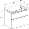 Тумба с раковиной GEBERIT SMYLE SQUARE 500.353.00.1-500.249.01.1 75 см белый 500.249.01.1+500.353.00.1